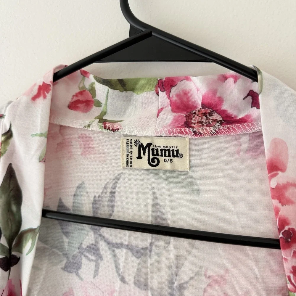 Show Me Your Mumu Belted Robe One Size Pink Floral Casual Wrap‎ Cozy Feminine